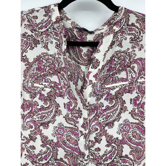 The Limited Womens Purple White Paisley Sleeveless Blouse Button Front Top Small - Picture 2 of 10